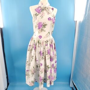 Vintage 80s Betty Barclay floral halter dress